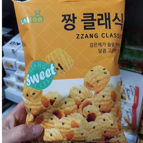 韩国进口零食 代购便利店儿童涞可芝麻脆膨化食品100克